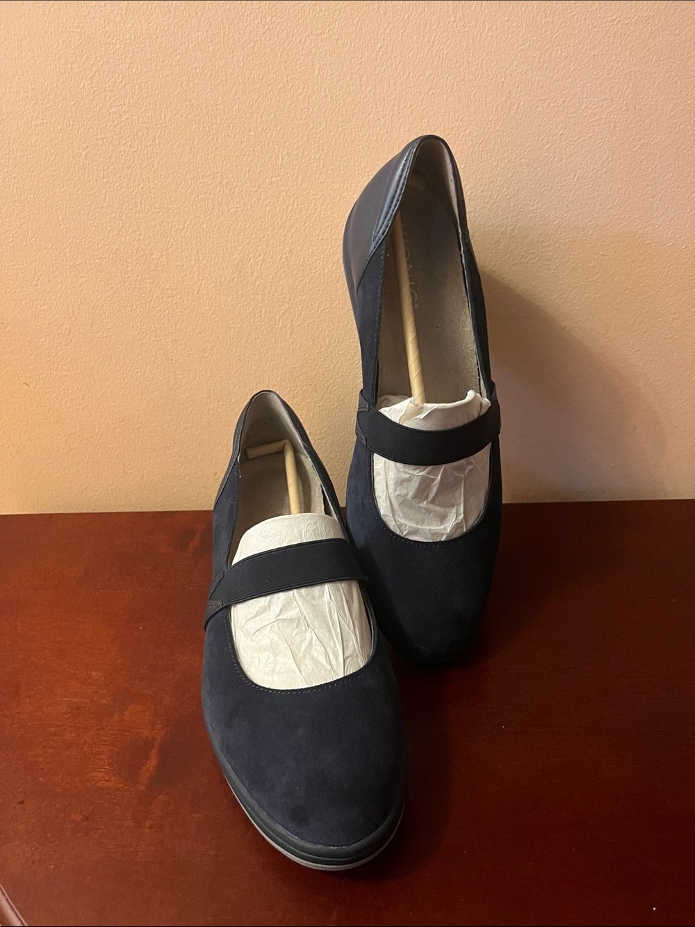 Vionic Navy Blue Mary Jane Wedge Shoes